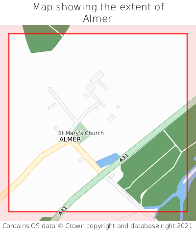 Map showing extent of Almer as bounding box