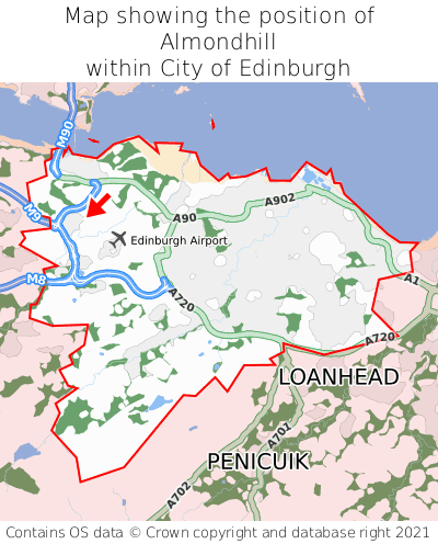 Map showing location of Almondhill within City of Edinburgh