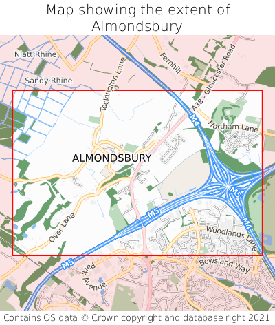 Map showing extent of Almondsbury as bounding box