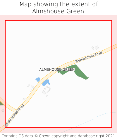 Map showing extent of Almshouse Green as bounding box