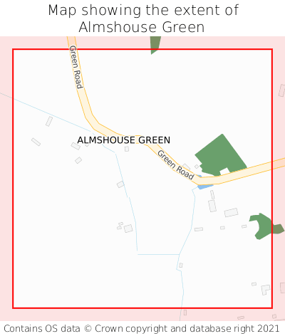 Map showing extent of Almshouse Green as bounding box
