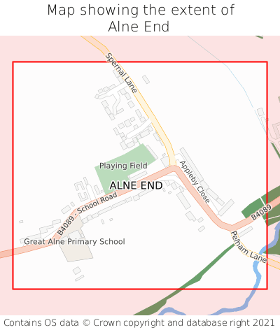 Map showing extent of Alne End as bounding box