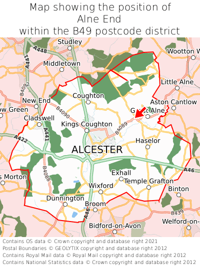 Map showing location of Alne End within B49
