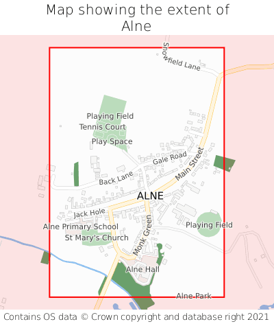Map showing extent of Alne as bounding box