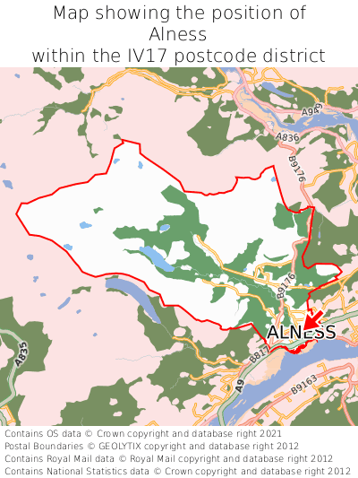 Map showing location of Alness within IV17