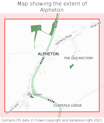 Map showing extent of Alpheton as bounding box
