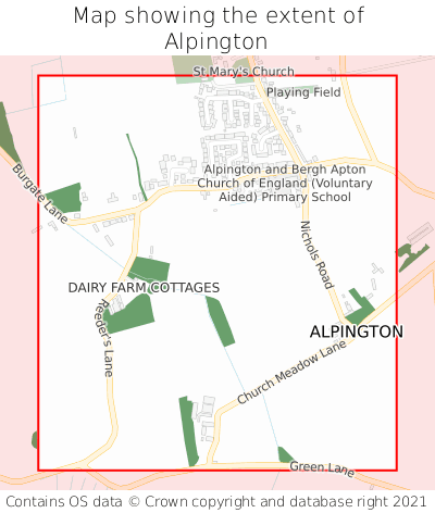 Map showing extent of Alpington as bounding box