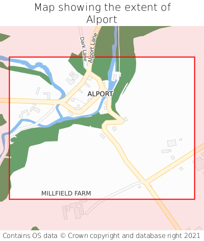 Map showing extent of Alport as bounding box