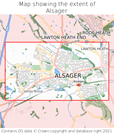 Map showing extent of Alsager as bounding box