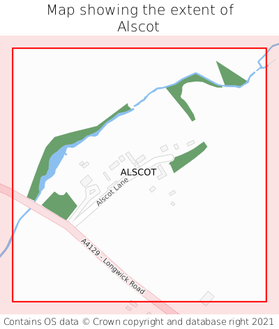 Map showing extent of Alscot as bounding box