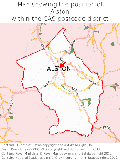 Map showing location of Alston within CA9