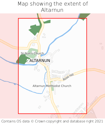 Map showing extent of Altarnun as bounding box