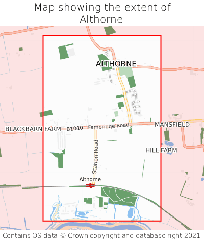 Map showing extent of Althorne as bounding box