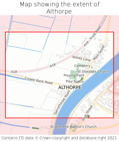 Map showing extent of Althorpe as bounding box