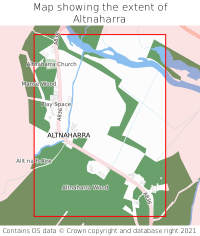 Map showing extent of Altnaharra as bounding box