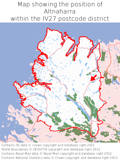 Map showing location of Altnaharra within IV27