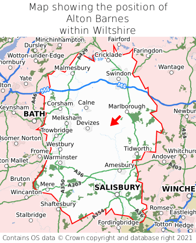 Map showing location of Alton Barnes within Wiltshire