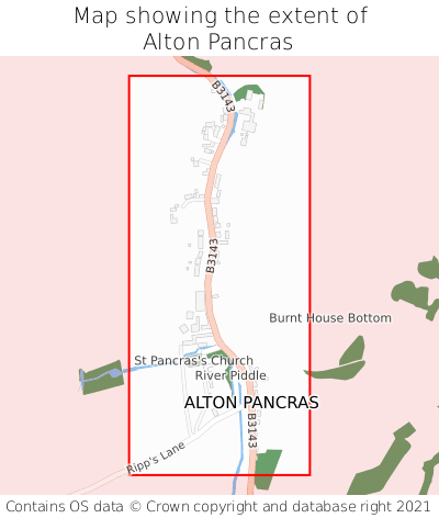 Map showing extent of Alton Pancras as bounding box
