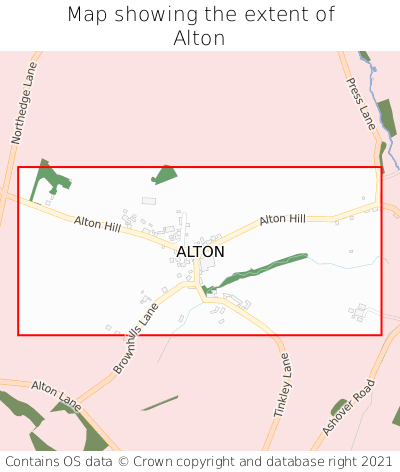 Map showing extent of Alton as bounding box