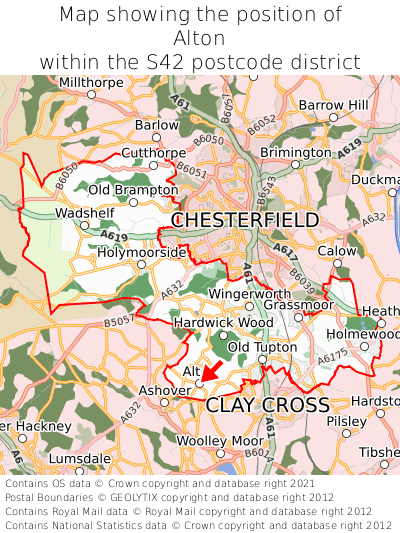 Map showing location of Alton within S42