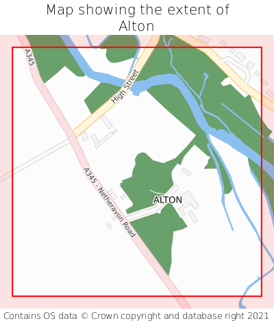 Map showing extent of Alton as bounding box