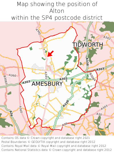 Map showing location of Alton within SP4