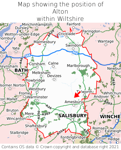 Map showing location of Alton within Wiltshire