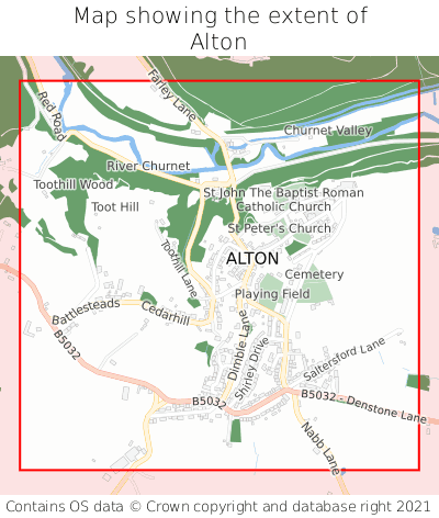 Map showing extent of Alton as bounding box