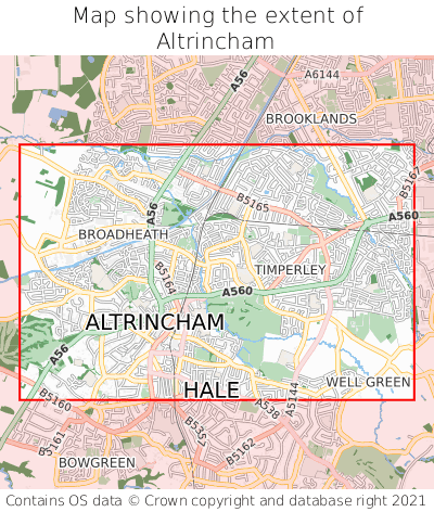 Map showing extent of Altrincham as bounding box