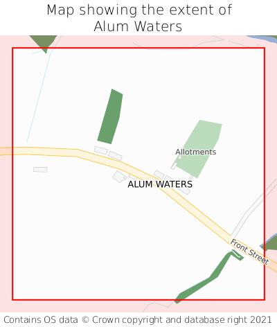 Map showing extent of Alum Waters as bounding box
