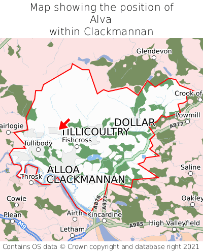 Map showing location of Alva within Clackmannan