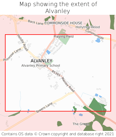 Map showing extent of Alvanley as bounding box