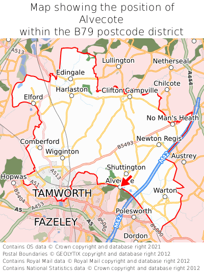 Map showing location of Alvecote within B79