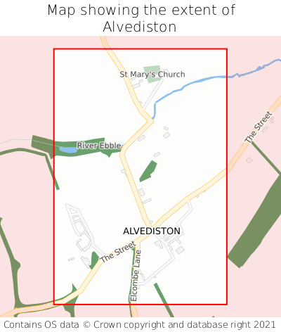 Map showing extent of Alvediston as bounding box