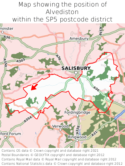 Map showing location of Alvediston within SP5