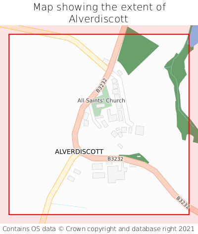 Map showing extent of Alverdiscott as bounding box