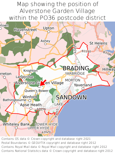 Map showing location of Alverstone Garden Village within PO36