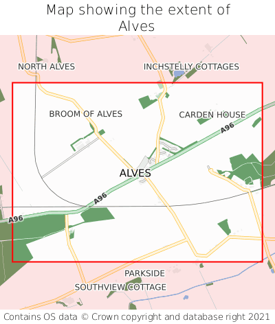 Map showing extent of Alves as bounding box