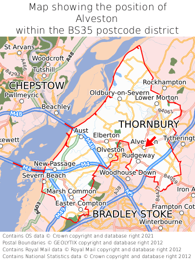 Map showing location of Alveston within BS35