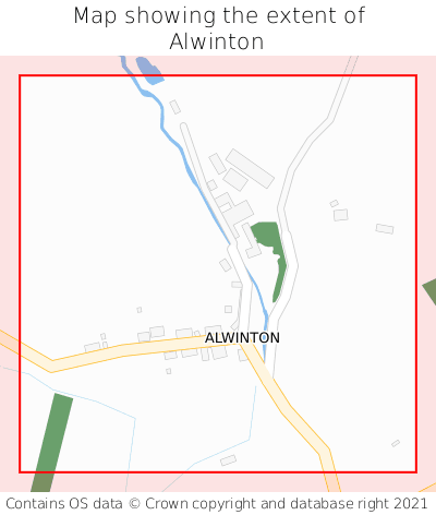 Map showing extent of Alwinton as bounding box