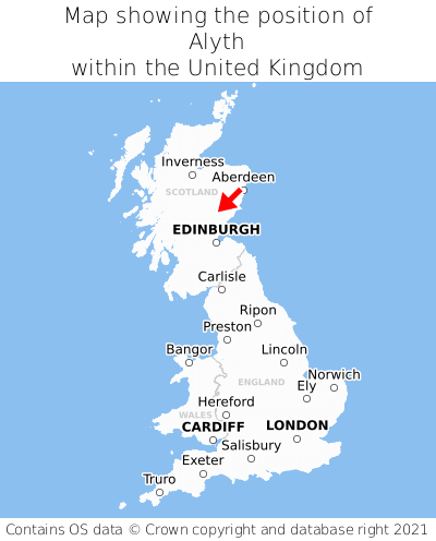 Map showing location of Alyth within the UK