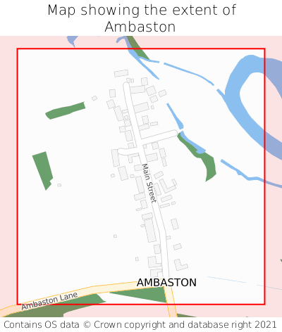 Map showing extent of Ambaston as bounding box