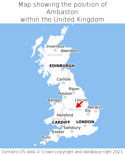Map showing location of Ambaston within the UK