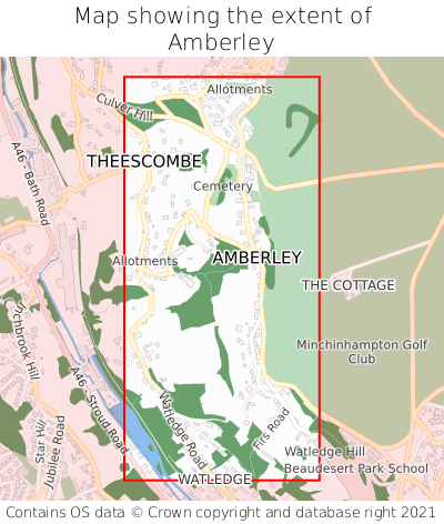 Map showing extent of Amberley as bounding box