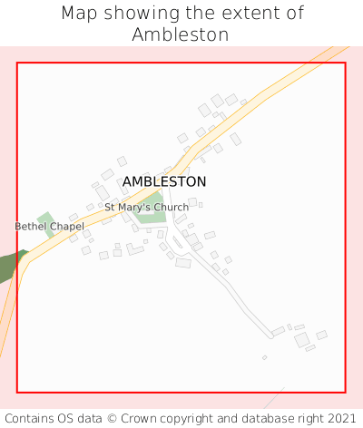 Map showing extent of Ambleston as bounding box
