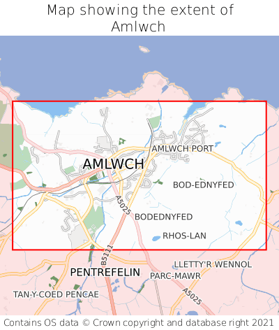 Map showing extent of Amlwch as bounding box