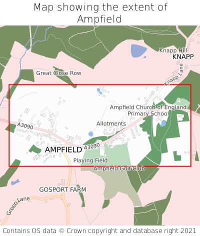 Map showing extent of Ampfield as bounding box