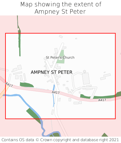 Map showing extent of Ampney St Peter as bounding box