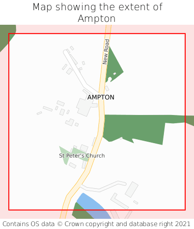 Map showing extent of Ampton as bounding box