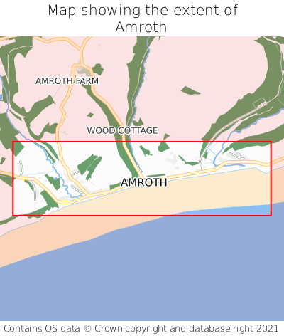 Map showing extent of Amroth as bounding box